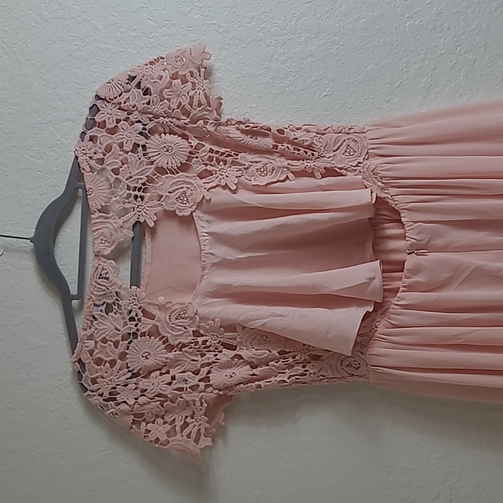 Lulus Elegant Pink Lace Maxi Dress Special Ocasion Size M - Picture 6 of 10